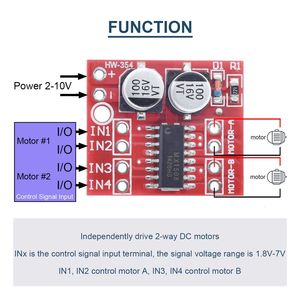 Controlador de Motor de Doble Puente H Mini L298N de Aek-Tech, 2A/5A, Control de Velocidad PWM para Motores Paso a Paso - Product Image 5