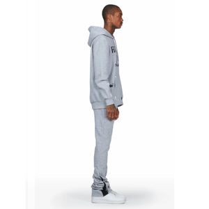 OEM Survêtement d'hiver 2 pièces grande taille pour hommes, respirant, sérigraphié, pull à capuche, pantalon évasé, survêtement empilé gonflé - Product Image 2