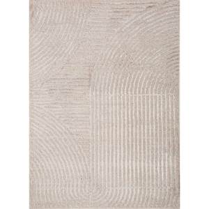 Tapis Azalea de style bohème en laine et soie de bambou noués à la main, couleur ivoire, modèle rectangulaire abstrait Esk-345 pour la maison, le salon, la chambre et le couloir - Product Image 1