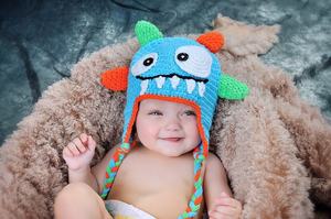 หมวกไหมพรมถักมือ EFANBEANIE ลายมอนสเตอร์ สีเทา ฟ้า ชมพู สำหรับเด็กหญิงและเด็กชาย หมวกบีนนี่พกพาสะดวกสำหรับเด็ก - Product Image 4
