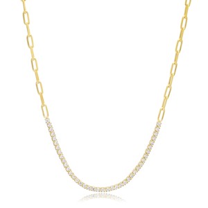 Square Zirconia Stone Link Chain Design Tennis <b>Choker</b> Necklace Pendant Turkish 925 Sterling <b>Silver</b> Handmade Wedding Gift Jewelry - Product Image 1