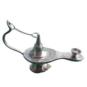 Lámpara de Aladino decorativa de latón de alta calidad con grabado multicolor y acabado pulido para decoración del hogar Metal Aladdin Chirag - Product Image 6