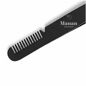 Pinzas para Cejas con Peine, Acero Inoxidable, Punta Inclinada, Herramienta de Depilación de Precisión, Color Negro, Herramienta 2 en 1 para Cejas - Product Image 2
