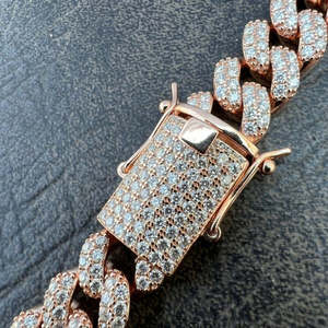 Bracelet cubain en moissanite plaqué or rose, style hip-hop, argent, taille brillant ronde, bijou de luxe tendance - Product Image 5