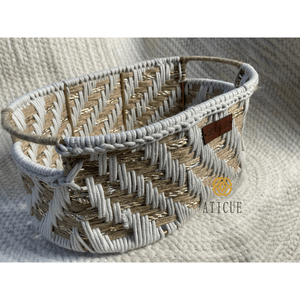 Lightweight 13x8x5 Inch Handwoven Cotton and <b>Jute</b> Storage <b>Basket</b> Decorative Organizer for Bathroom and Kitchen - Product Image 2