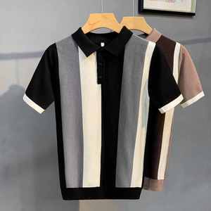 Polo de punto de verano de alta calidad 2025 para hombre, camisa de manga corta, Jersey informal con cuello en V y solapa, camisas Polo de algodón para hombre - Product Image 3