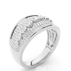 Anillo de diamantes naturales de oro blanco de lujo Unisex estilo Hip Hop Ajuste de bisel diamante redondo para mujer joyería fina para uso diario - Product Image 2