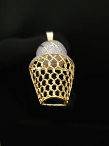 Colgante de Hip Hop con diseño de helado de diamantes de moissanita de corte brillante redondo y Plata de Ley 925 de moda para hombres y mujeres - Product Image 2