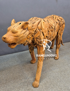 Sculpture animalière en bois de teck massif bois flotté artisanat rustique caisse en bois d'extérieur tenture murale en bois naturel couleur sculpté affichage T/T - Product Image 2