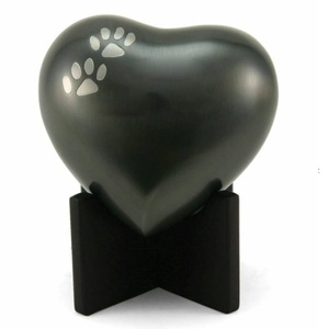 Luxury Heart-Shaped Brass Pet Memorial Urn Metal Cremation Urn with <b>Display</b> <b>Stand</b> Paw Print Ashes Keepsake Oval Style. - Product Image 5