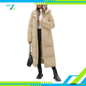 Manteau d'hiver matelassé en toile tricotée pour femme, chaud, en peau de mouton, à capuche, parka maxi, fermeture éclair latérale, fente standard, vêtements d'extérieur - Product Image 4