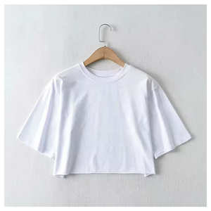 เสื้อยืดแขนสั้นผู้หญิงคุณภาพสูง ระบายอากาศได้ดี แห้งเร็ว สวมใส่สบาย เหมาะสำหรับฤดูร้อน ผลิตจากผ้าฝ้าย โพลีเอสเตอร์ และผ้าแคนวาส ย้อมสีเรียบ - Product Image 3