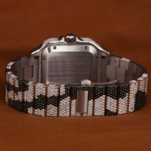 Reloj de Diamantes Clásico con Esfera Redonda de Moissanita Blanca y Negra Completamente Engastada, Asequible, para Hombre, Ideal para Regalo - Product Image 6