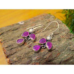 Boucles d'oreilles pendantes en argent Sterling 925 faites à la main naturel rubis poire conception février naissance boucles d'oreilles goutte accessoire de mode - Product Image 4