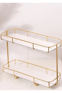 Support à gâteau décoratif en métal doré de haute qualité avec plaque en marbre - Product Image 3