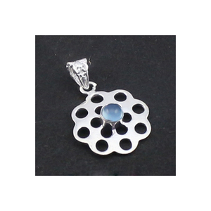 Nuevo colgante de plata de ley sólida hecho a mano, proveedor de joyería, colgante de plata de piedras preciosas de Calcedonia de forma redonda para regalo de cumpleaños - Product Image 3