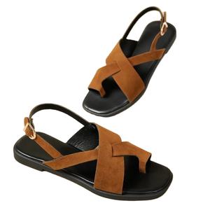 Sandalias Gladiador Vintage de Verano para Mujer con Punta Abierta, Tira al Tobillo, Estilo Mule, Zapatos Planos Cómodos para Dama, Personalizados, Estilo INS - Product Image 1
