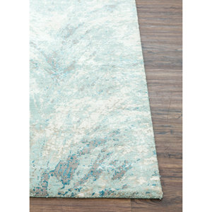 Tapis Tattvam noué à la main en laine et soie de bambou, motif abstrait bleu Srb(9001) pour usage domestique - Product Image 4