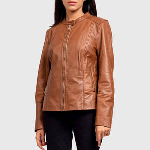 Chaqueta de Cuero Genuino para Mujer, Logotipo Personalizado OEM, Cuero Real de Cordero y Vacuno, Estilo Motociclista, Fabricante Mayorista - Product Image 3