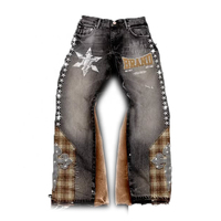 Vente en Gros d'Usine Costumes en Jean pour Hommes, 100% Coton, Design Personnalisé, Délavé Soleil, Effet Usé, Streetwear, Vintage avec Strass