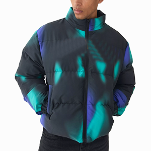 Blouson d'hiver pour homme, bomber uni, col montant, fermeture éclair, poches, décontracté, doublure en laine, veste de haute qualité - Product Image 1