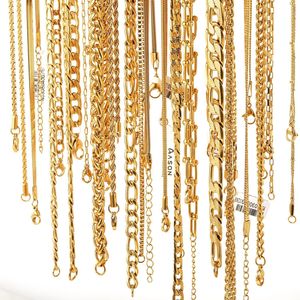 สร้อยโซ่ใบมีดแบบกลมทำจากสเตนเลสสตีลชุบทอง Fashion18K สำหรับผู้ชายและผู้หญิง - Product Image 4