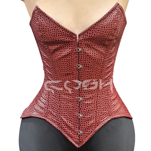 ชุดคอร์เซ็ทหนังงูสีแดงเบอร์กันดีสุดเซ็กซี่สำหรับงานปาร์ตี้ยามค่ำคืนและแฟชั่น - Product Image 1