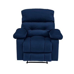 Modern Manual Linen Fabric Recliner <b>Chair</b> Dark Blue Velvet Rocking <b>Sofa</b> Extendable and Massage Features for Living Room - Product Image 3
