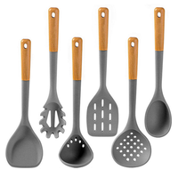 Ustensiles de cuisine en silicone cuillère à soupe écumoire pelle de cuisson avec manche en bois ustensiles de cuisine outils de cuisson