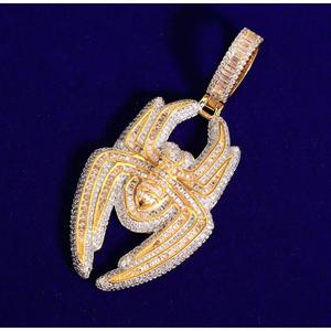 Collier pendentif en moissanite VVS glacé rond et baguette, style hip-hop, pendentif en argent sterling 925 pour lui et elle - Product Image 5