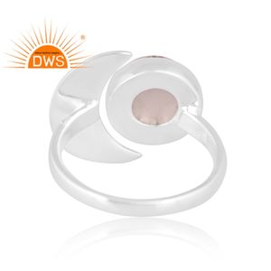 Anillo ajustable de diseño de media luna con piedras preciosas de howlita Natural de plata de ley fina superventas, joyería personalizada para mujer - Product Image 4