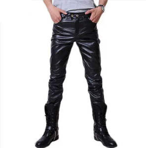 Best Deal Men's Durable Comfortable Leather Pants Skinny Fit <b>High</b>-<b>Waist</b> Canvas <b>Leggings</b> Lightweight Casual Everyday Wear Outfits - Product Image 5