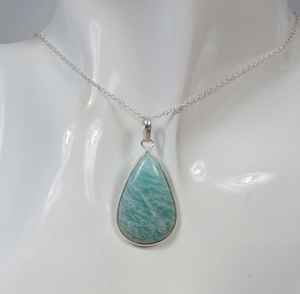 Pendentif en amazonite en forme de poire, argent sterling 925, bijoux en pierres précieuses faits à la main, cadeau élégant pour femmes - Product Image 4