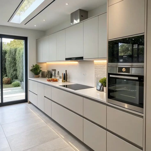 خزانة مطبخ عالية الجودة بشكل سطر واحد SS304 من الفولاذ المقاوم للصدأ مقاومة للحريق متينة ومتينة لغرفة الطعام - Product Image 1