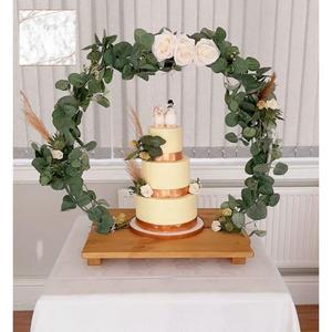 Coter Decoración para bodas y cumpleaños Bandeja de pastel de madera de un solo nivel con soporte de vidrio giratorio Partyware en caja de embalaje - Product Image 1