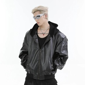 แจ็กเก็ตมีซิปมีฮู้ด, เสื้อแจ็คเก็ตอเนกประสงค์สีทึบแขนยาว2024เข้มแฟชั่นสำหรับสุภาพบุรุษ - Product Image 3