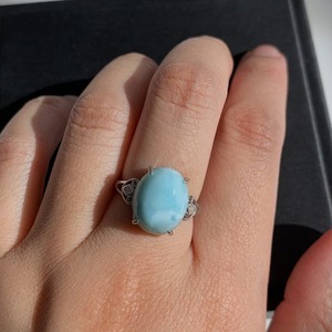 แหวนเงินสเตอร์ลิง925ทันสมัยประดับอัญมณีลาริมาร์ทรงไข่ทำด้วยมือประดับมุกแท้สำหรับเป็นของขวัญงานปาร์ตี้ - Product Image 2