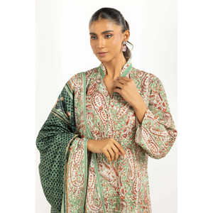 Traje Estampado Khaddar de 3 Piezas Estilo Casual IUSTKSD-1370 - Product Image 5