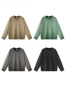 เสื้อยืดแขนยาวผ้าฝ้ายสีดำสำหรับผู้ชายเสื้อยืดผ้าฝ้ายพิมพ์ลายสีดำแนววินเทจสีซีด - Product Image 6