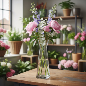 Vase de table en verre transparent VBD1212, fait main, design à bourgeons froncés, style moderne et classique pour fleurs, technique artisanale, 12 pouces - Product Image 5