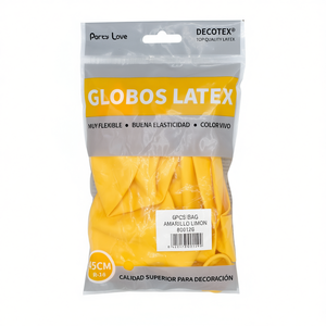 Globos de Látex Decotex de 45 cm, Amarillo Limón, Paquete de 6 Unidades, Decoración para Fiestas - Product Image 2