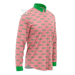 Alfa griega | Kapa | Alpha AKA Sorority Clothing Listo para enviar Sublimado Manga completa Casual Button Down Dress Shirt - Product Image 1