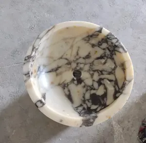 Lavabo de Pedestal de Ónix Calacatta Viola Pulido, Lavabo de Baño Hecho a Medida, Tallado a Mano por Artesanos SUAZ - Product Image 2