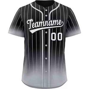 Camiseta de Béisbol Personalizada con Botones y Rayas, Transpirable, Absorbente de Humedad, Antibacteriana, Talla Grande, Uniforme Deportivo - Product Image 4