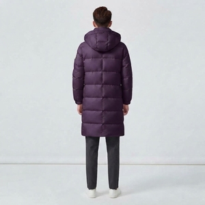 Chaqueta acolchada larga informal de invierno para hombre, abrigo cálido con cierre frontal y bolsillos laterales con cremallera - Product Image 3
