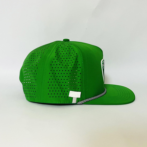 Chapeau imperméable en caoutchouc néon 5 panneaux chapeau de golf imperméable structuré chapeaux imperméables avec corde perforée casquettes de corde découpées au laser - Product Image 2