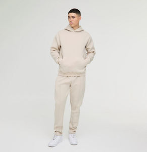 Ensemble de survêtement deux pièces pour homme, coupe classique, style streetwear décontracté, avec logo personnalisé imprimé, couleur unie, vintage, coupe régulière - Product Image 1