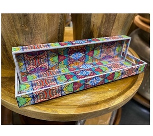 Compartiment Plateau personnalisé Nacre Ensemble de 2 Plateau de service à dessert et à nourriture à usage régulier Style décoratif et moderne - Product Image 2