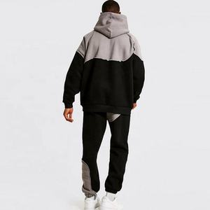 Unisex Embroidery Designer Two <b>Hood</b> Sets Vintage Lightweight Organic Cotton Fleece Acid Wash Casual Colour Block Oversized - Product Image 3