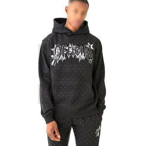 <b>Black</b> Color Make Your Own Adult Wear Highest Quality Eco Friendly <b>Fabric</b> Men Outer Wear Rhinestone Tracksuits - Product Image 6